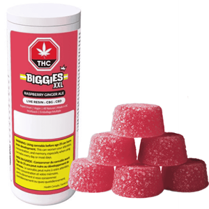Biggies XXL - Raspberry Ginger Ale Live Resin Chews. 6pk.