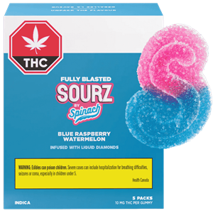 Sourz By Spinach - Fully Blasted Blue Raspberry Watermelon Gummies - 10pk