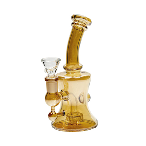 Piranha Glass 6" Hourglass Dab Rig Electroplated Gold